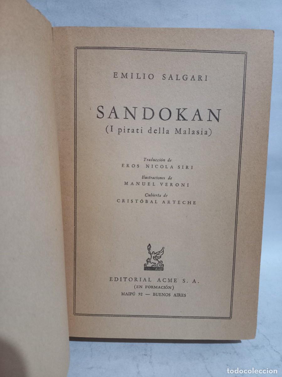 Libros de segunda mano: Emilio Salgari - Sandokan - 1953 - Foto 3