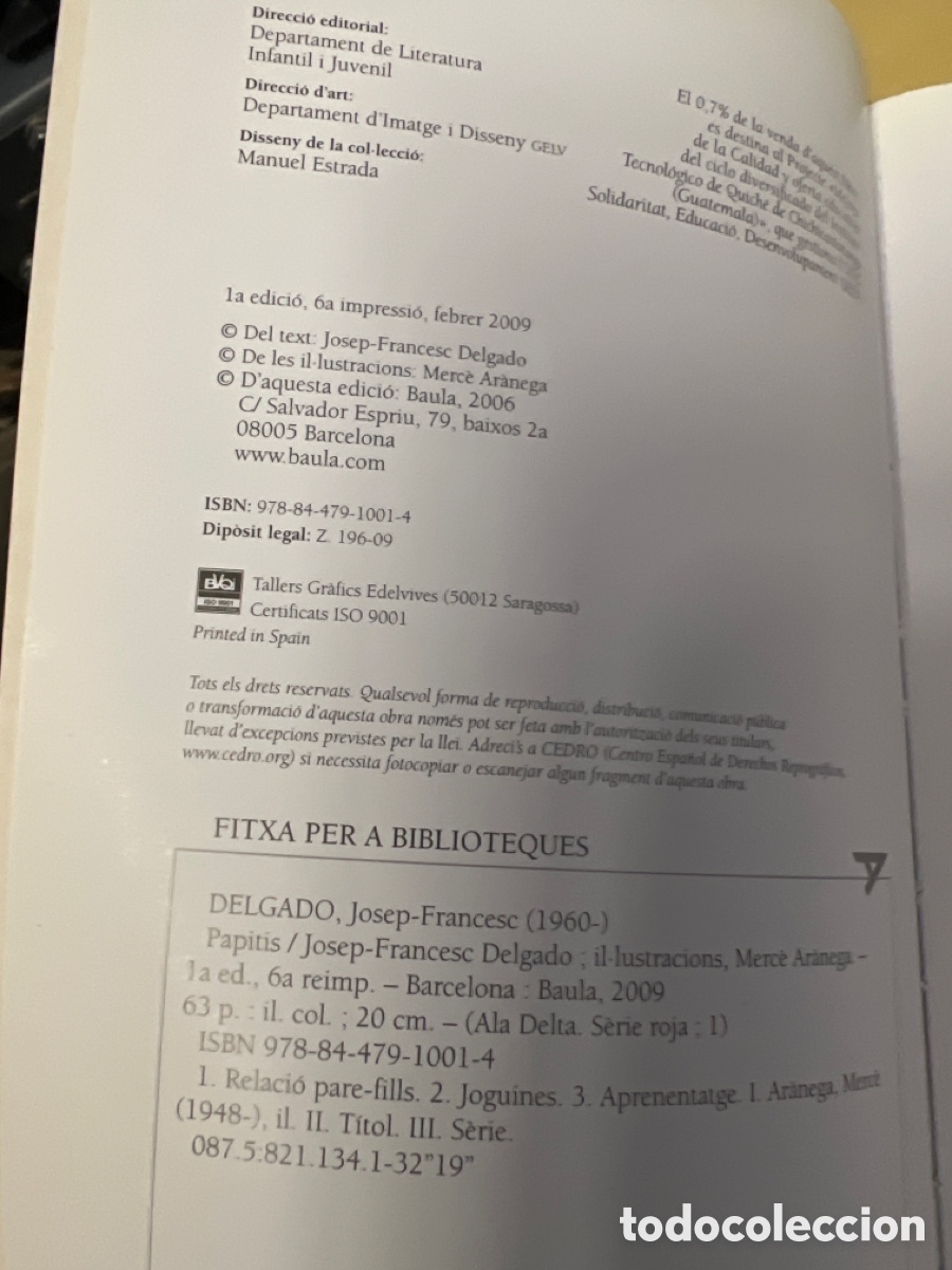 Libros de segunda mano: T2/A4/20. LIBRO EN CATAL&Aacute;N. PAPITIS JOSEP FRANCESC DELGADO - Foto 2