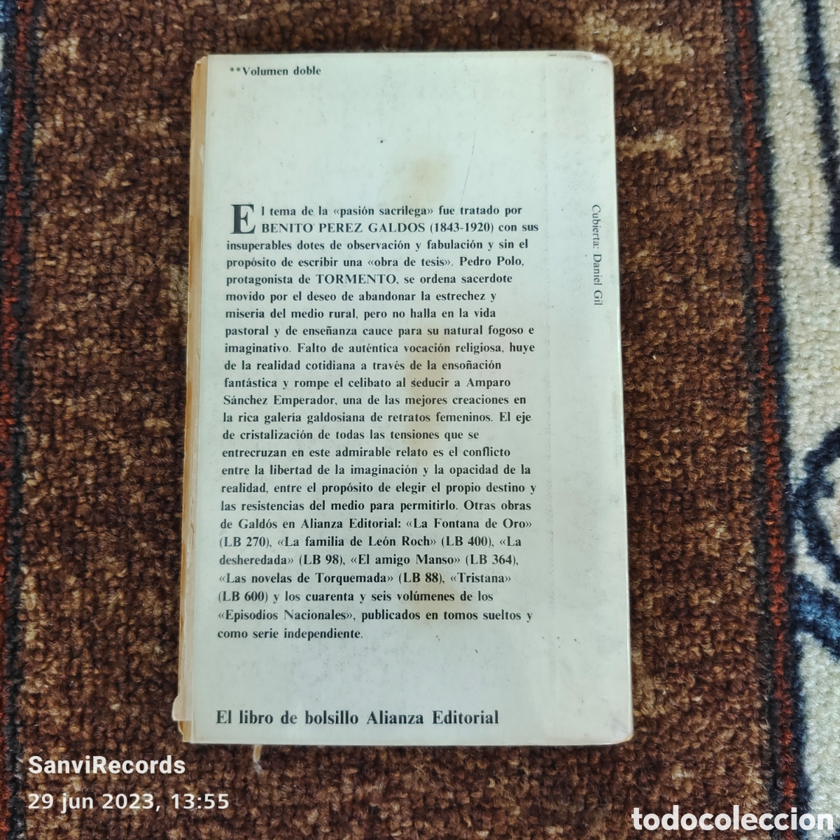 Libros de segunda mano: TORMENTO (BENITO P&Eacute;REZ GALD&Oacute;S) (ALIANZA EDITORIAL) - Foto 2