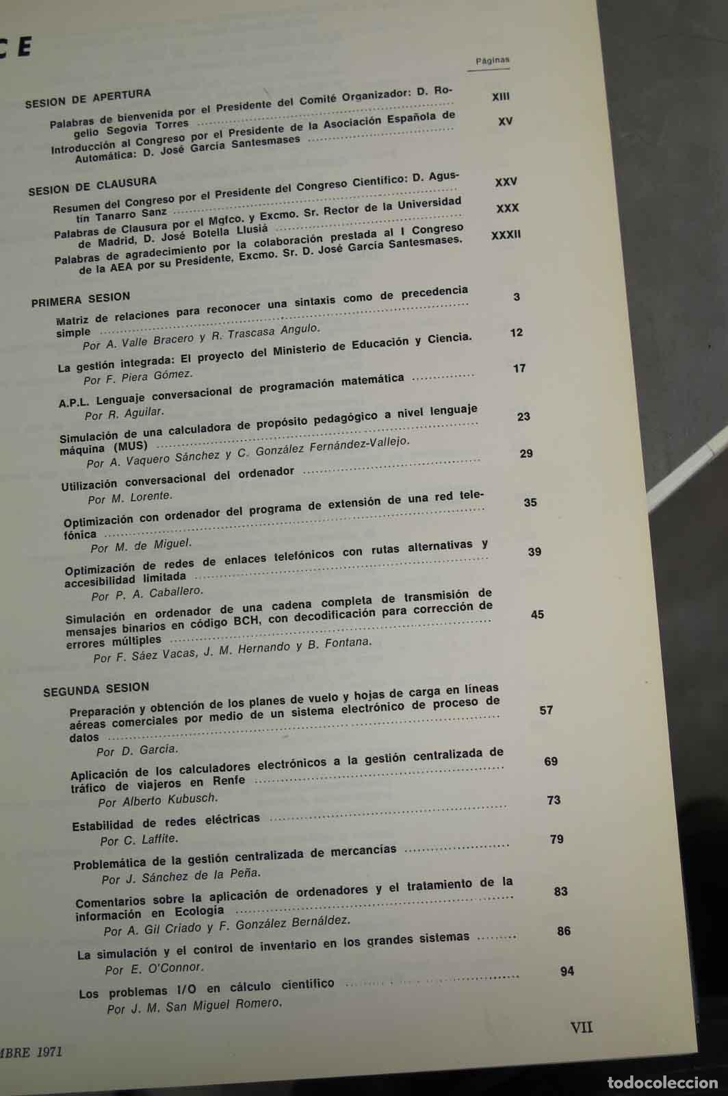 Libros de segunda mano: CONGRESO DE AUTOMATICA. 1970. INICIOS INFORMATICA Y AUTOMATICA EN ESPA&Ntilde;A - Foto 3