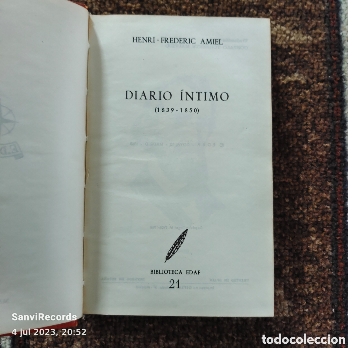 Libros de segunda mano: DIARIO &Iacute;NTIMO (AMIEL) (BIBLIOTECA EDAF) - Foto 2