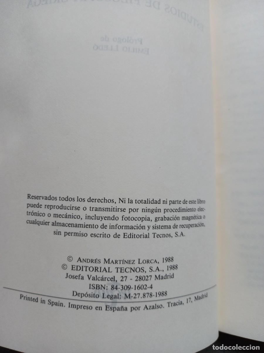 Libros de segunda mano: &Aacute;TOMOS, HOMBRES Y DIOSES - ANDR&Eacute;S MART&Iacute;NEZ LORCA - ED. TECNOS - 1988 - Foto 3
