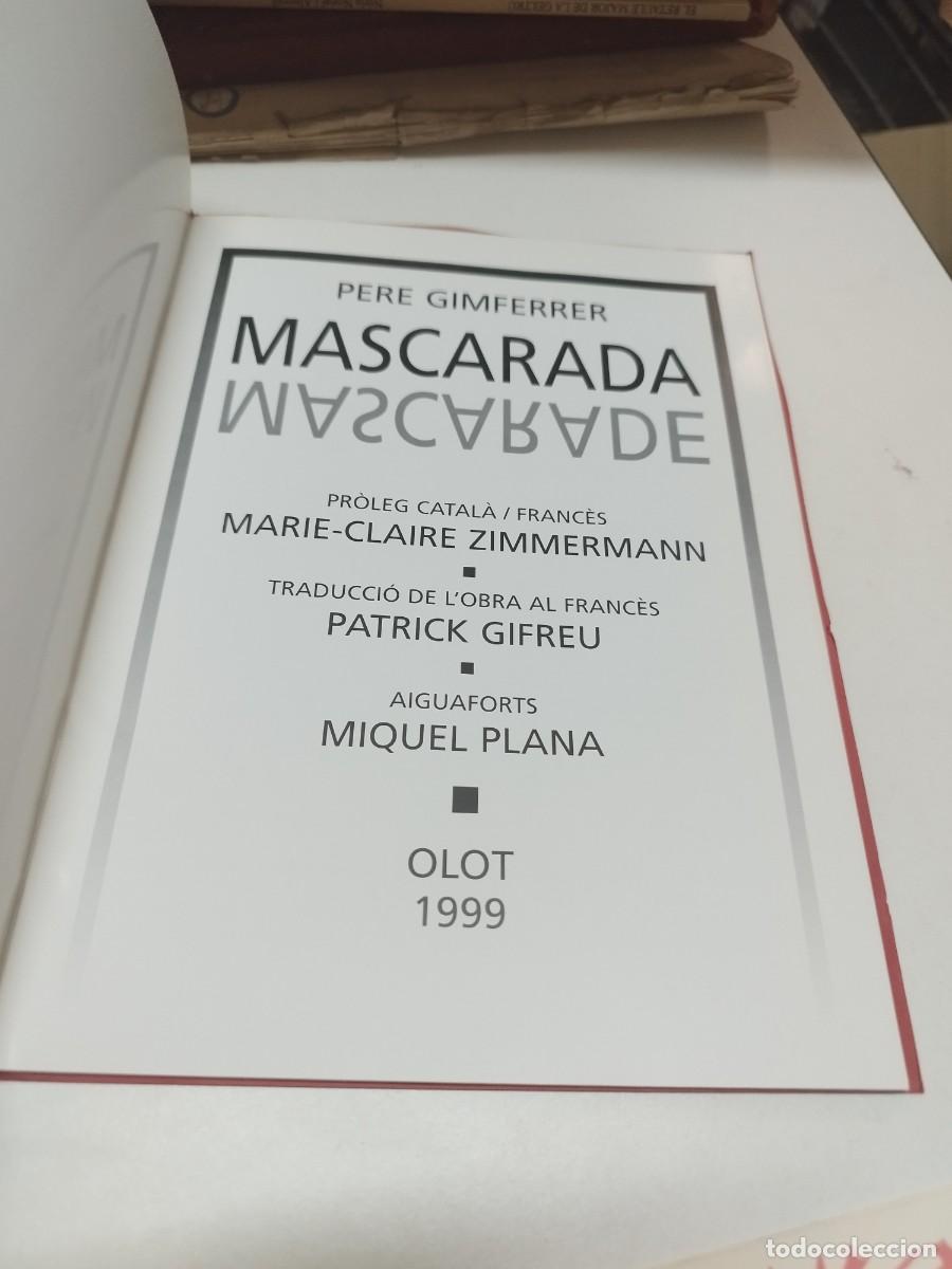Libros de segunda mano: Pere Gimferrer. Mascarada. -Edici&oacute; biling&uuml;e de bibliof&iacute;lia- Programa de la Obra. Olot + Targeta. - Foto 3