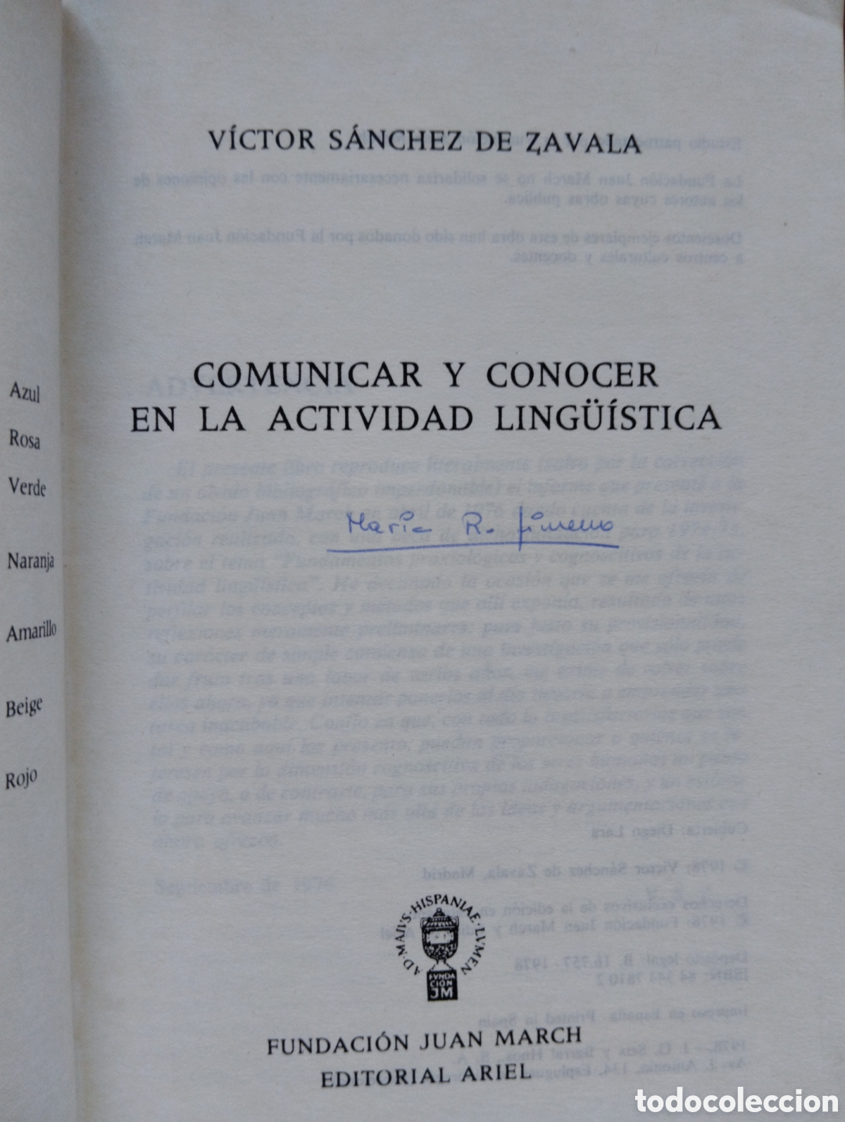 Libros de segunda mano: COMUNICAR Y CONOCER EN LA ACTIVIDAD LINGUISTICA - V&iacute;ctor S&aacute;nchez de Zavala - Foto 2