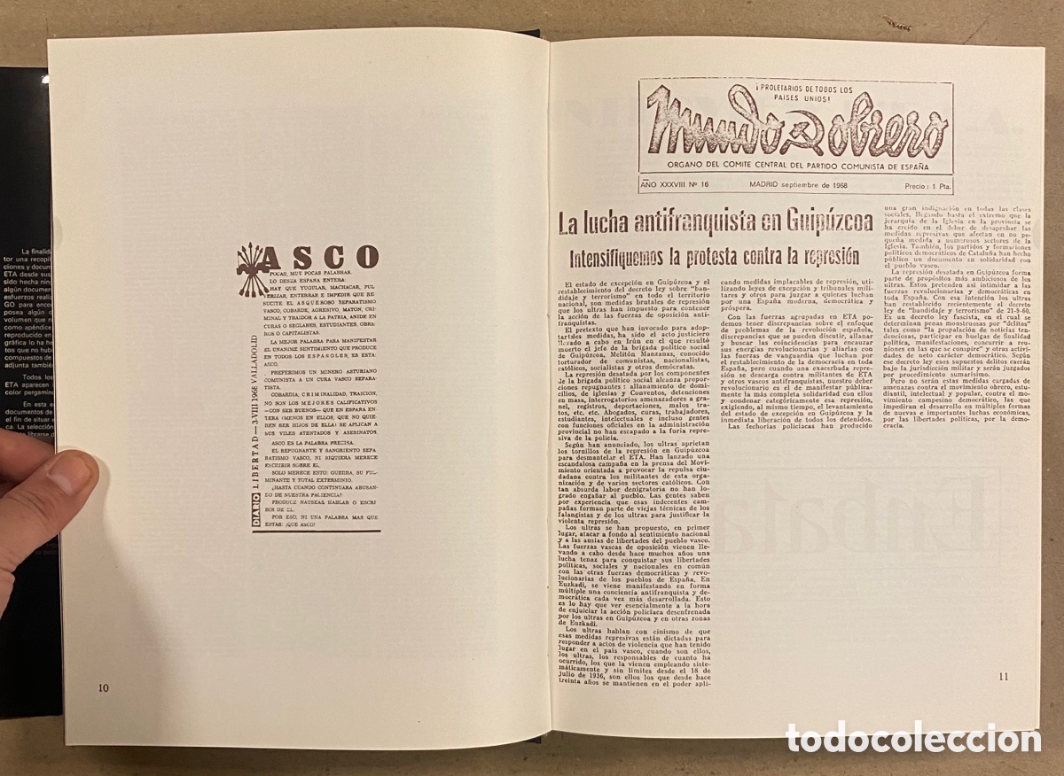 Libros de segunda mano: DOCUMENTOS Y - DOCUMENTOS DE ETA. TOMO 8.: CORRESPONDIENTE AL A&Ntilde;O 1968. HORDAGO EDITORIAL LUR - Foto 4