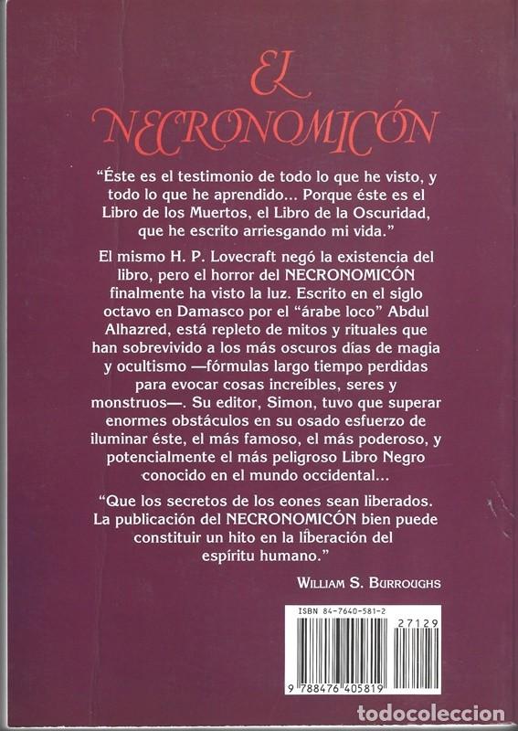 Libros de segunda mano: EL NECRONOMIC&Oacute;N H.P. LOVECRAFT - Foto 2
