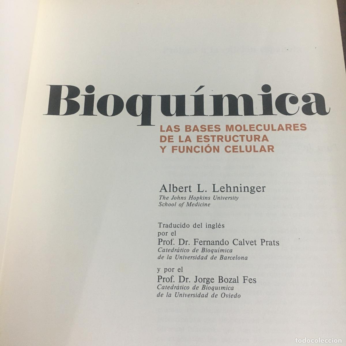 Libros de segunda mano: BIOQU&Iacute;MICA -ALBERT L. LEHNINGER REF: 1054 - Foto 2