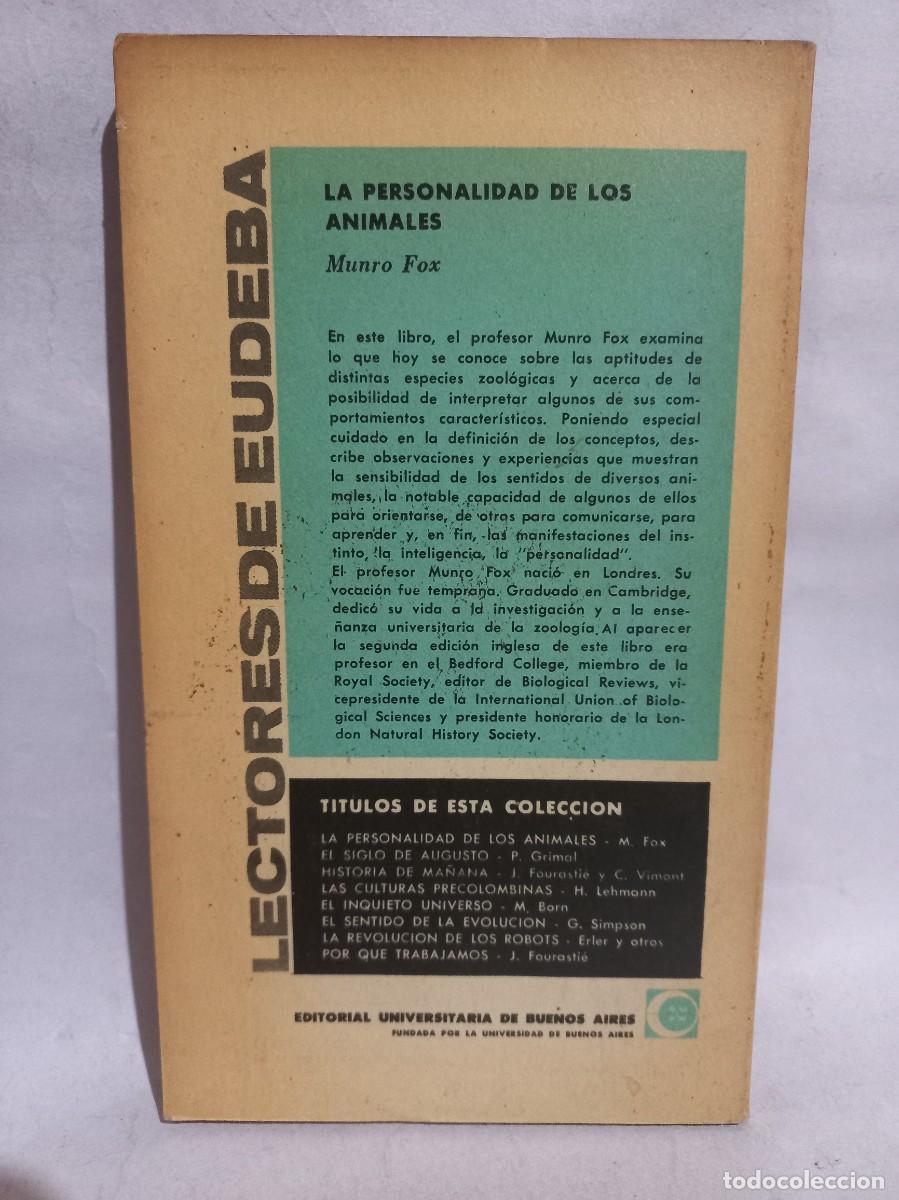 Libros de segunda mano: Munro Fox - La Personalidad de los Animales - 1962 - Foto 3