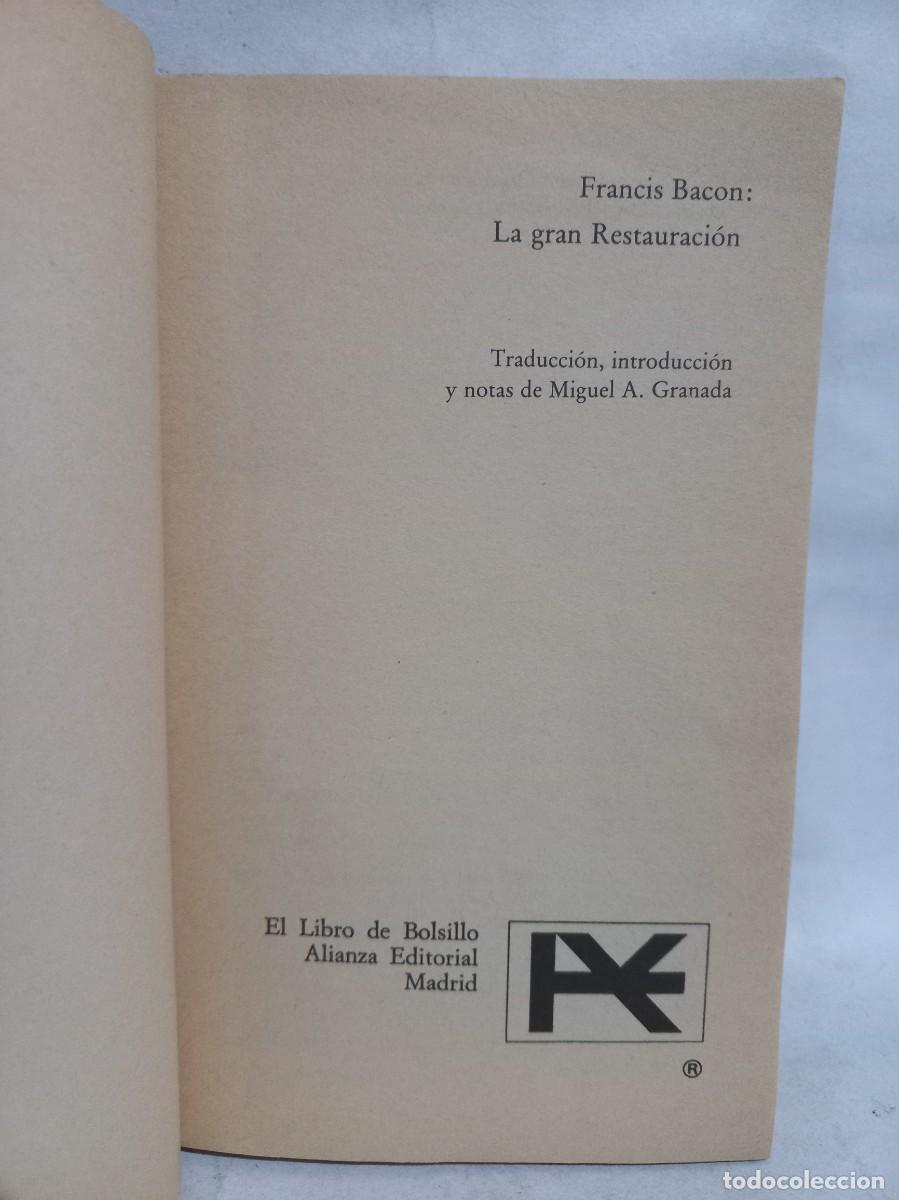 Libros de segunda mano: Francis Bacon - La Gran Restauraci&oacute;n - 1985 - Foto 3