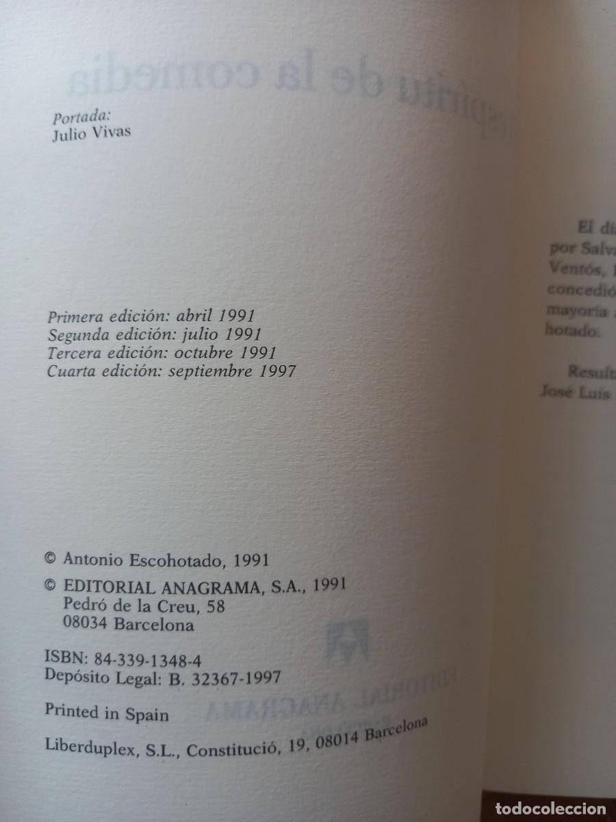 Libros de segunda mano: EL ESP&Iacute;RITU DE LA COMEDIA - ANTONIO ESCOHOTADO - ED. ANAGRAMA - 1997 - Foto 3