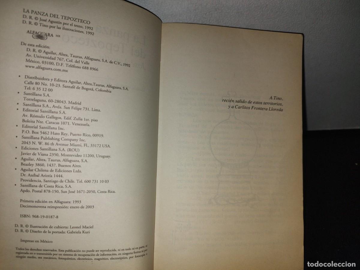 Libros de segunda mano: 165- LA PANZA DEL TEPOZTECO - JOS&Eacute; AGUST&Iacute;N - 2003 - Foto 4