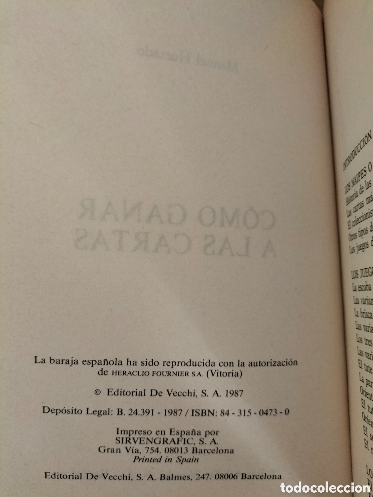 Libros de segunda mano: C&oacute;mo ganar a las cartas. Manual pr&aacute;ctico completo. Manuel Hurtado. Editorial De Vecchi, 1987. Libro - Foto 3