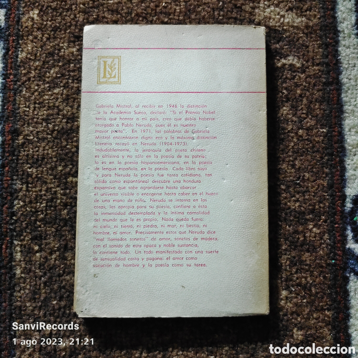 Libros de segunda mano: CIEN SONETOS DE AMOR (PABLO NERUDA) (LOSADA) - Foto 2
