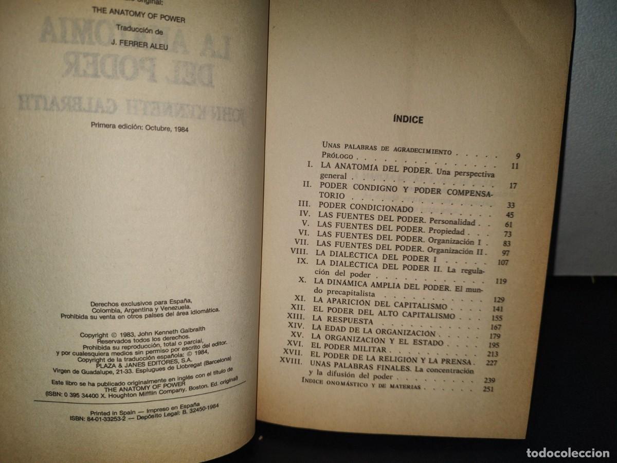 Libros de segunda mano: 25- LA ANATOM&Iacute;A DEL PODER - JOHN KENNETH GALBRAITH - PRIMERA EDICI&Oacute;N: OCTUBRE, 1984 - Foto 5