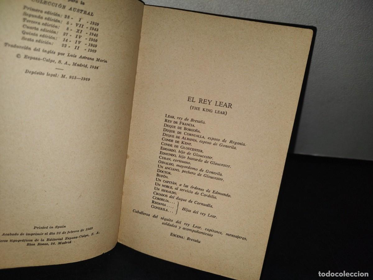 Libros de segunda mano: 33- EL REY LEAR - WILLIAM SHAKESPEARE - ESPASA-CALPE - 1969 - Foto 4