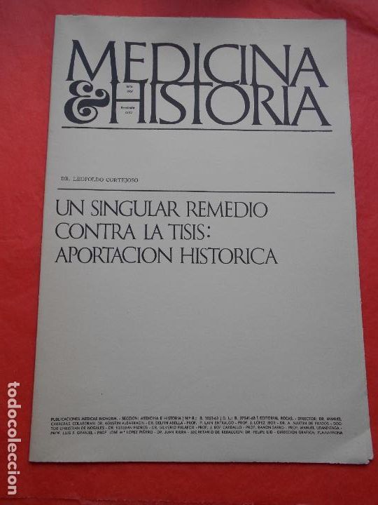 Gebrauchte B&uuml;cher: MEDICINA HISTORIA FASCICULO XXXV 1967 TISI APORTACION HISTORICA