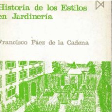 Libros de segunda mano: HISTORIA DE LOS ESTILOS EN JARDINERIA - FRANCISCO PÁZ DE LA CADENA - EDITORIAL ALIANZA - 1982