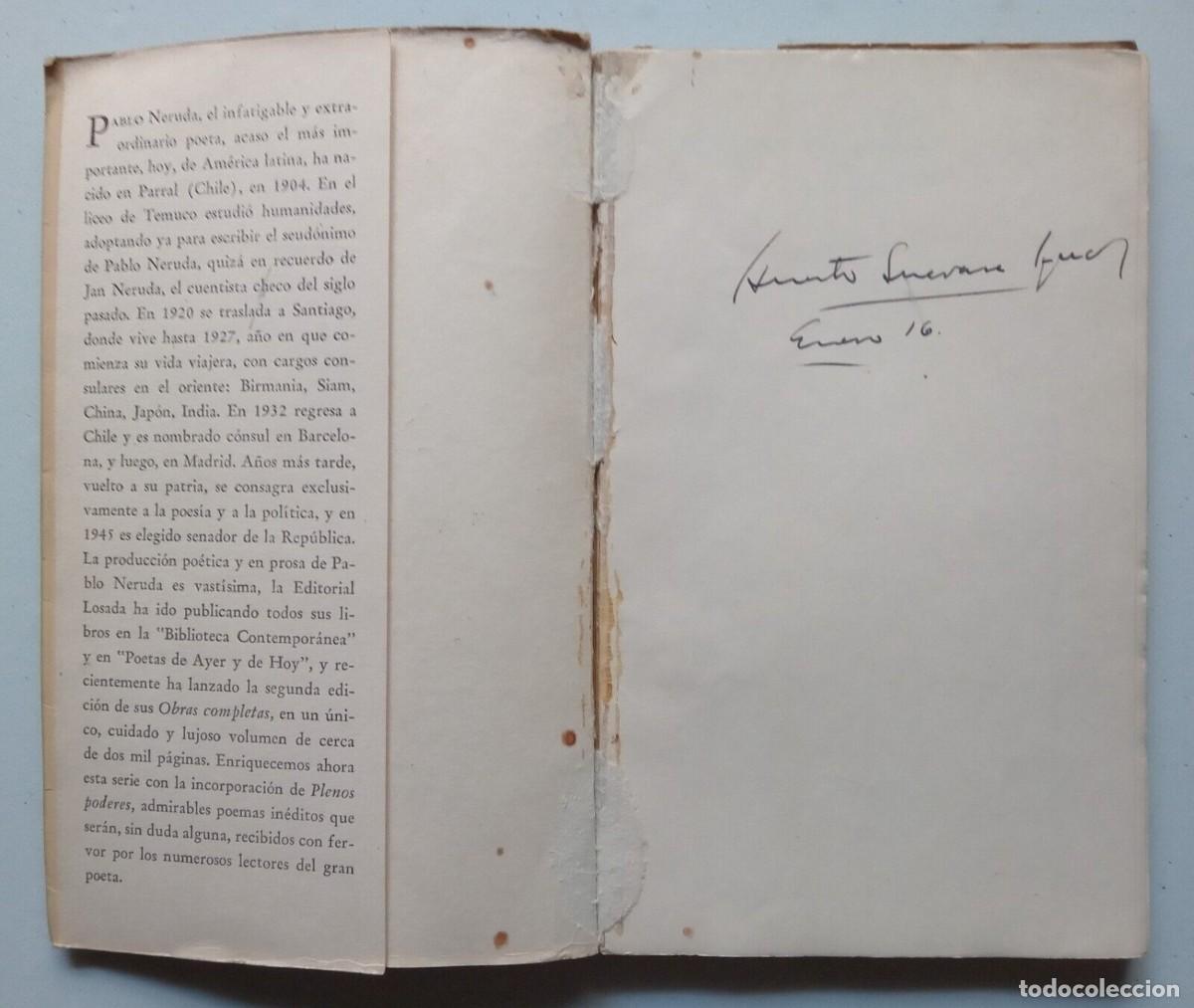Libros de segunda mano: Neruda, Pablo - Plenos Poderes - Ernesto Guevara Lynch - Primera Edici&oacute;n - 1962 - - Foto 2