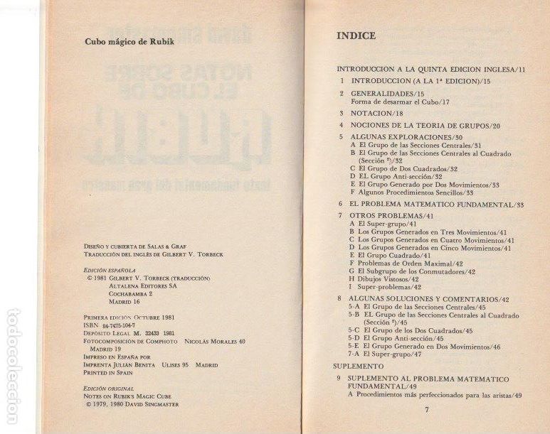 Libros de segunda mano: Notas sobre el cubo de Rubik: texto fundamental del gran maestro / David Singmaster - Foto 3