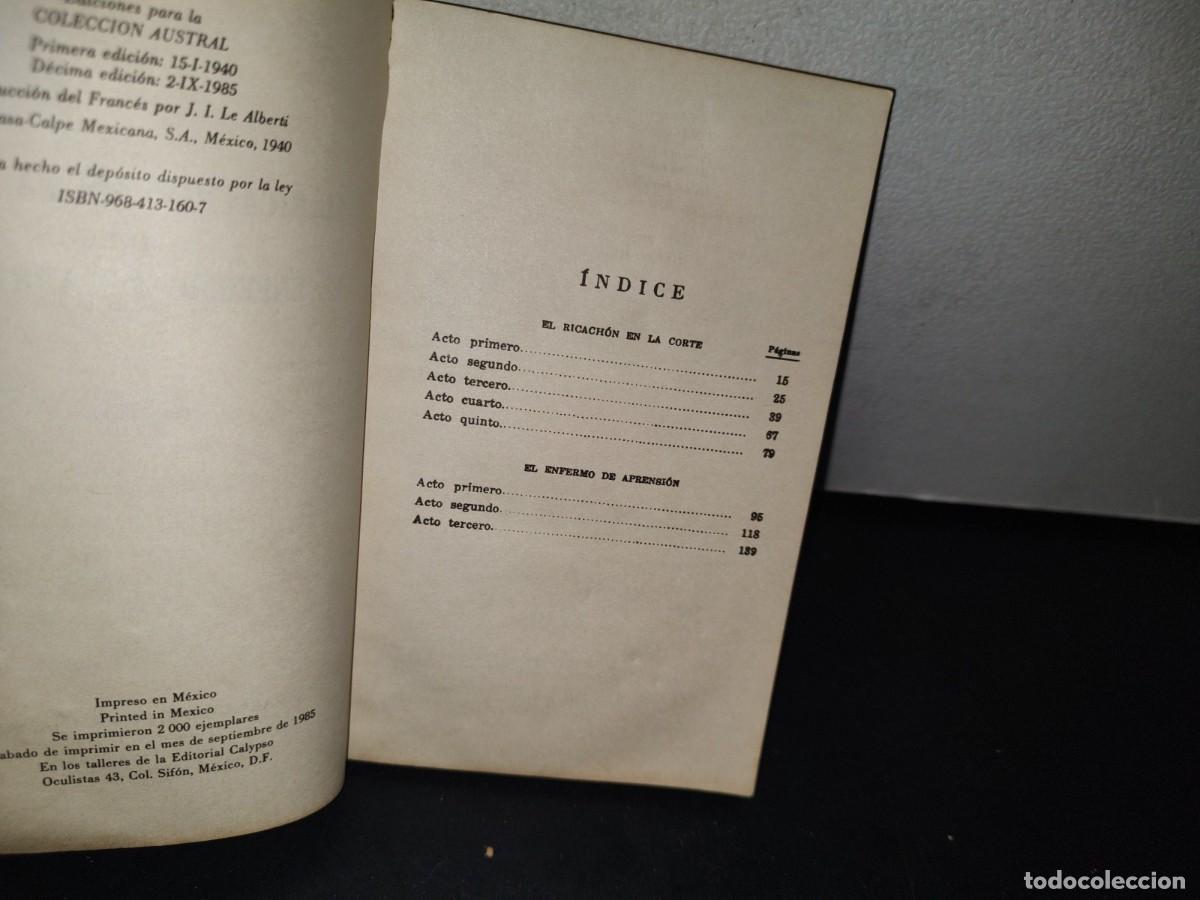 Libros de segunda mano: 75- EL RICACH&Oacute;N EN LA CORTE / EL ENFERMO DE APRENSI&Oacute;N - MOLI&Egrave;RE - 1985 - Foto 4