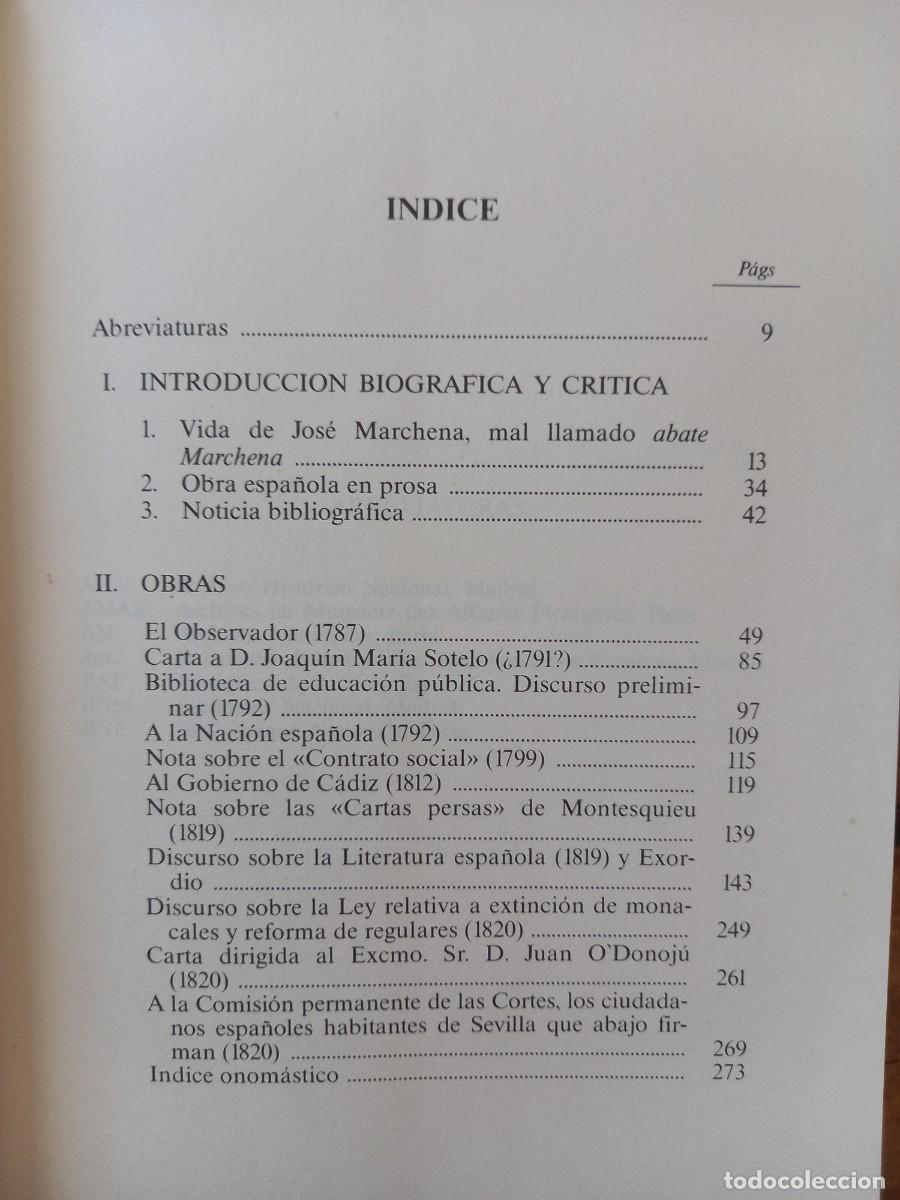 Libros de segunda mano: OBRA ESPA&Ntilde;OLA EN PROSA - JOS&Eacute; MARCHENA - ED. CENTRO DE ESTUDIOS CONSTITUCIONALES - 1990 - Foto 6