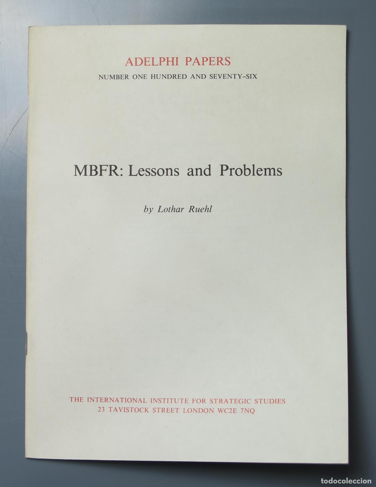 Libros de segunda mano: MBFR. LESSONS AND PROBLEMS. ADELPHI PAPERS - Foto 1