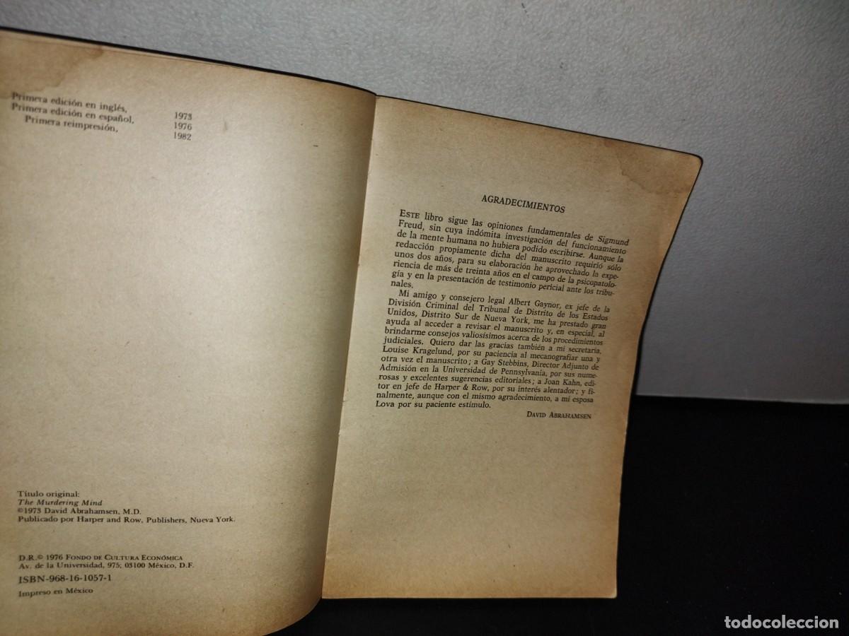 Libros de segunda mano: 183- LA MENTE ASESINA - DAVID ABRAHAMSEN - 1982 - Foto 5