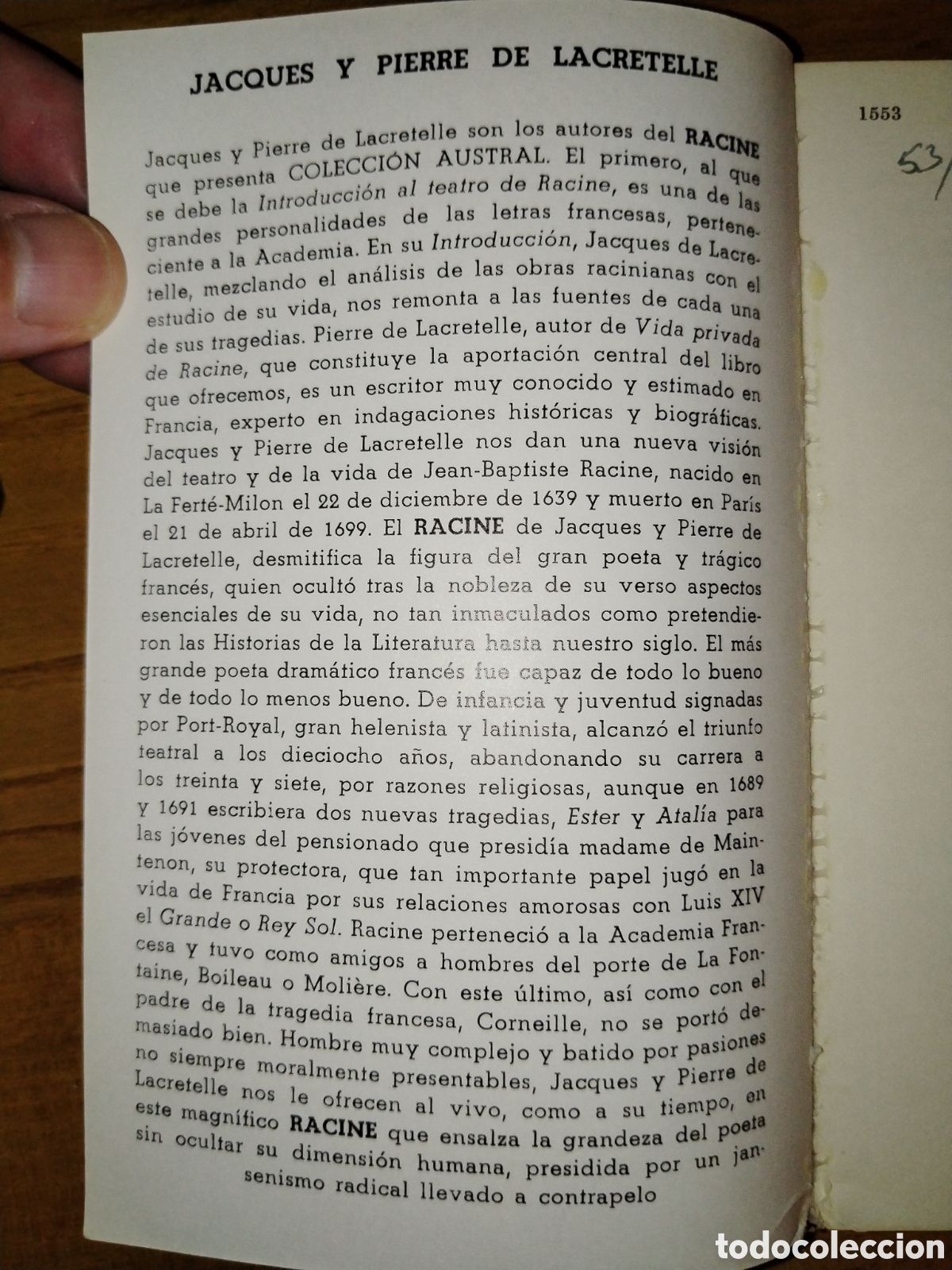 Libros de segunda mano: Racine. Jacques y Pierre de Lacretelle. Austral - Foto 2