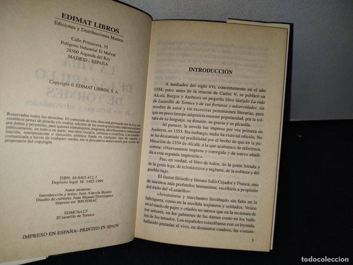 Libros de segunda mano: 185- EL LAZARILLO DE TORMES. AN&Oacute;NIMO - EDIMAT LIBROS 1999 - Foto 4