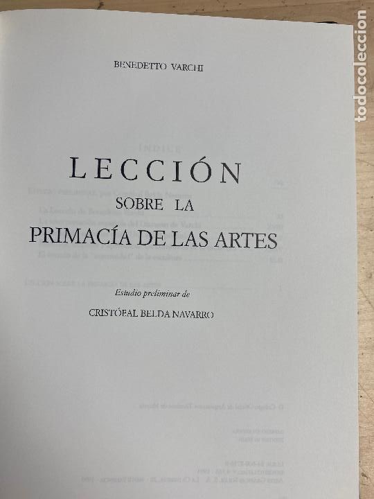 Libros de segunda mano: Lecci&oacute;n sobre la primac&iacute;a de las artes - VARCHI, Benedetto - Foto 3