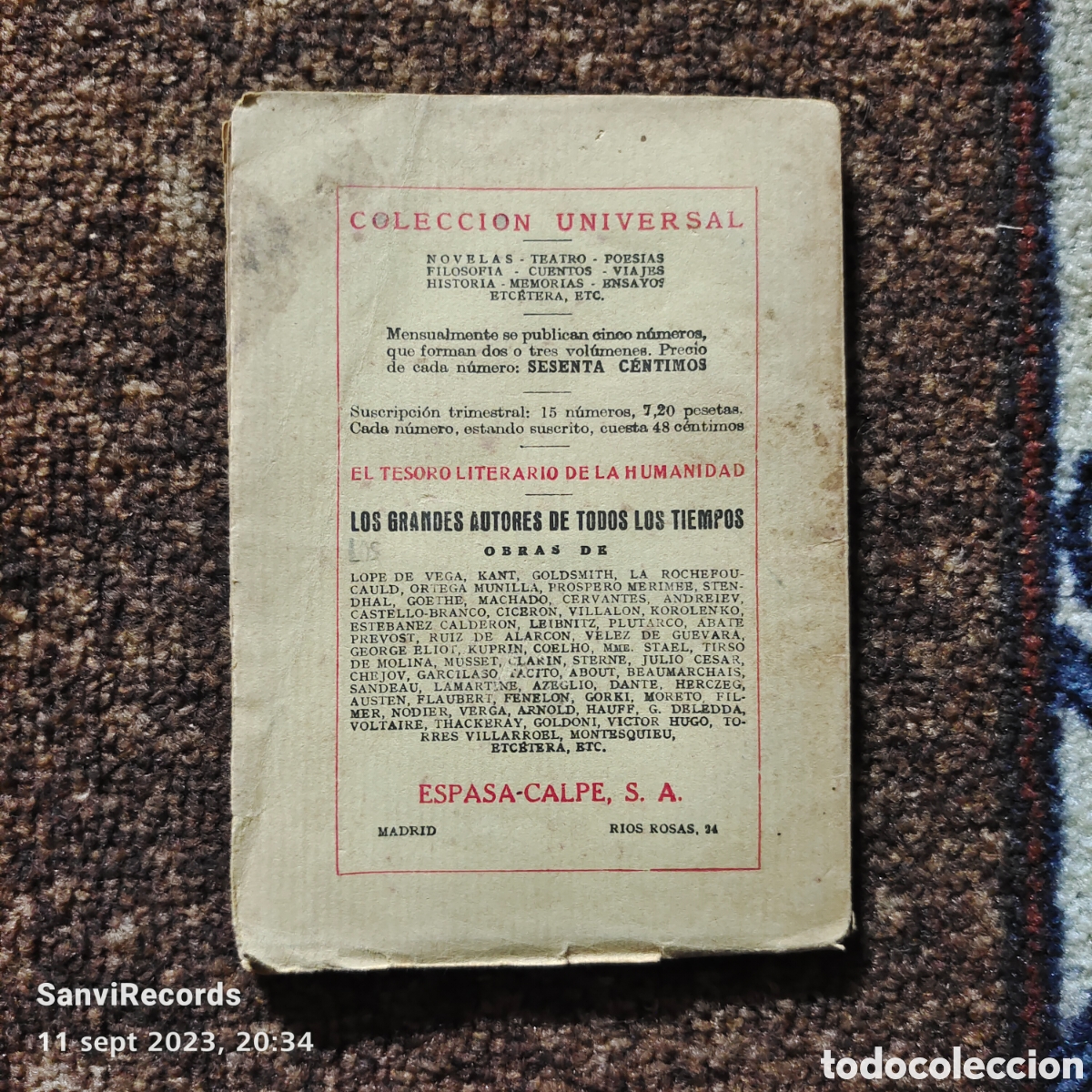 Libros de segunda mano: COLECCI&Oacute;N UNIVERSAL N&deg; 7: LA PAZ PERPETUA (KANT) - Foto 2