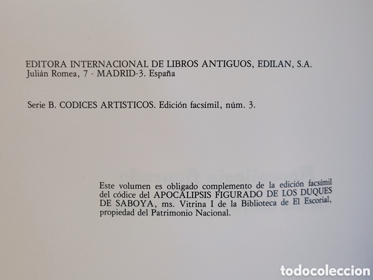 Libros de segunda mano: Facs&iacute;mil, APOCALIPSIS FIGURADO DE LOS DUQUES DE SABOYA (Edici&oacute;n facs&iacute;mil) 1980. - Foto 11
