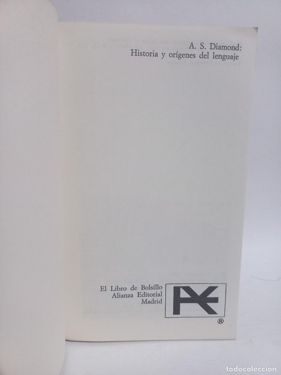 Libros de segunda mano: A. S. Diamond - Historia y Or&iacute;genes del Lenguaje - 1974 - Foto 2