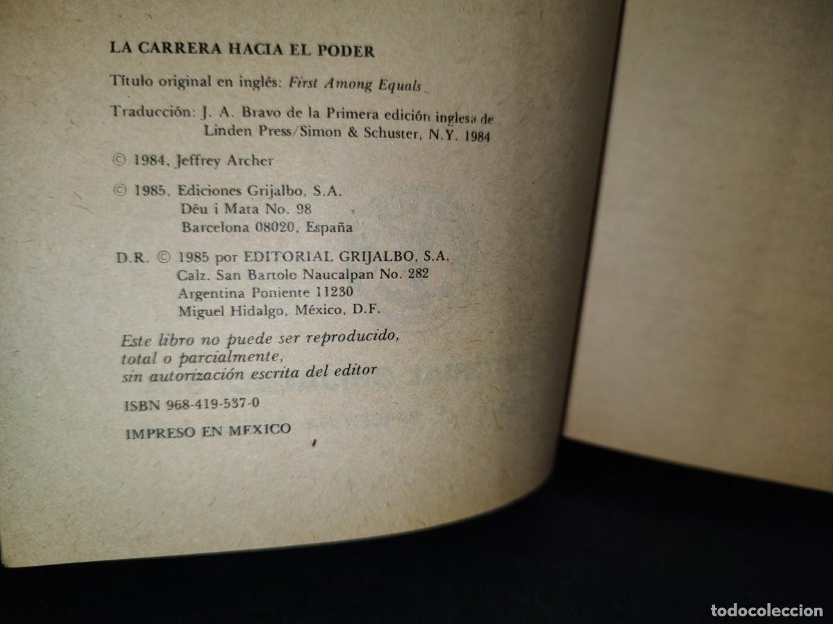 Libros de segunda mano: 189- LA CARRERA HACIA EL PODER - JEFFREY ARCHER - 1985 - Foto 7