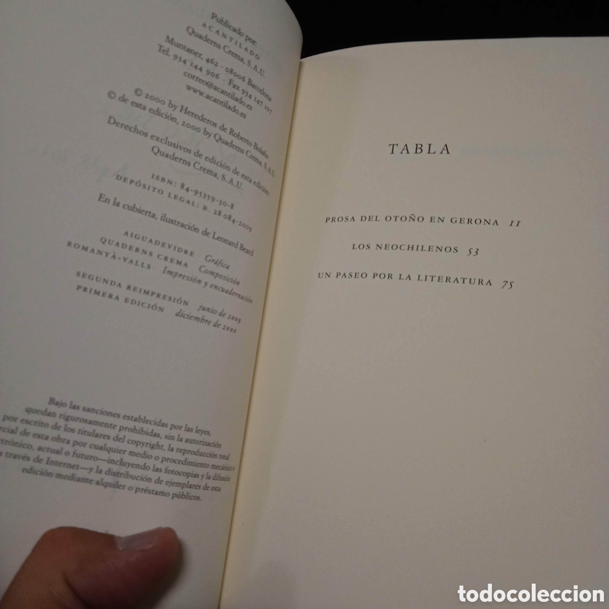 Libros de segunda mano: TRES - ROBERTO BOLA&Ntilde;O - ACANTILADO 2009 #8974 - Foto 5