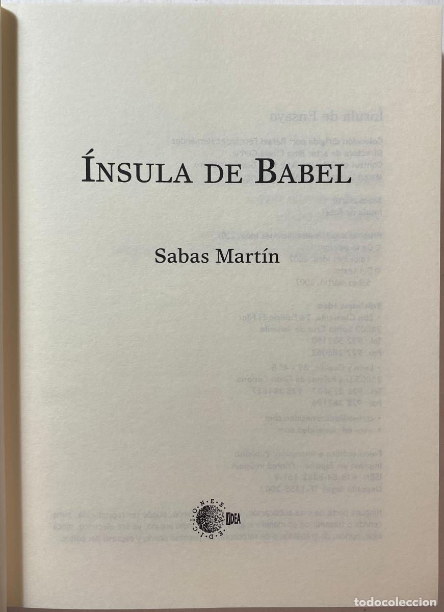 Libros de segunda mano: &Iacute;NSULA DE BABEL - SABAS MART&Iacute;N - 2007 - CANARIAS - Foto 2