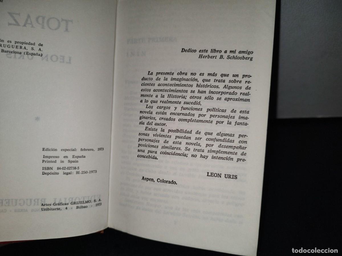Libros de segunda mano: 190- TOPAZ - LEON URIS - BRUGUERA - 70S - Foto 4