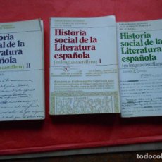 Libros de segunda mano: HISTORIA DE LA LITERATURA SOCIAL ESPAÑOLA 3 TOMOS COMPLETA