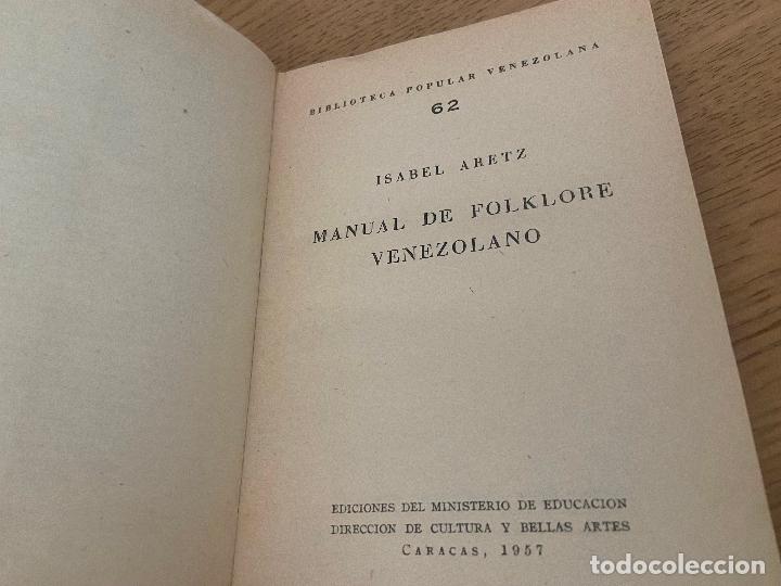 Libros de segunda mano: MANUAL DEL FOLKLORE VENEZOLANO - ARETZ, ISABEL - - Foto 2