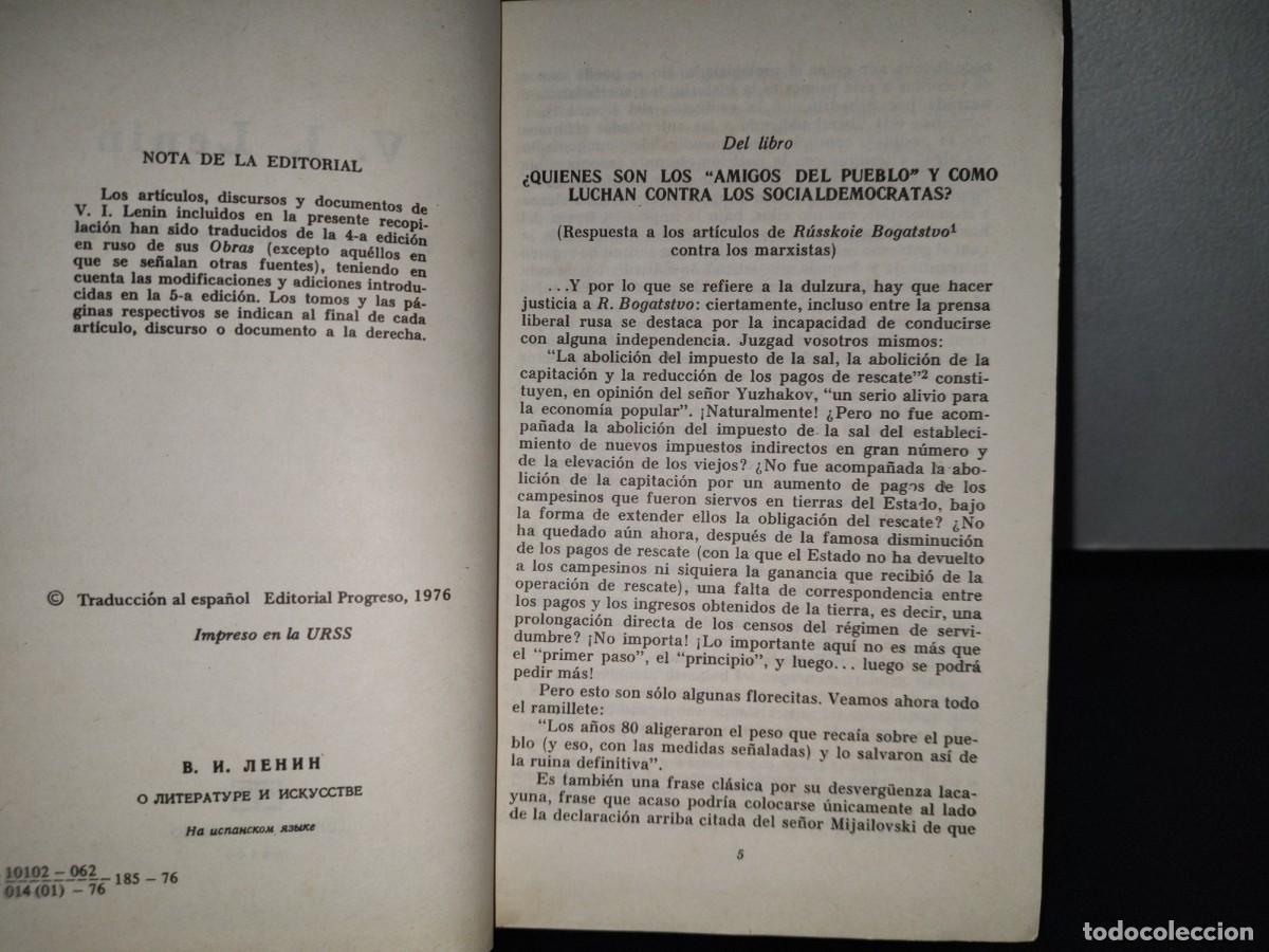 Libros de segunda mano: 76- V. I. LENIN. LA LITERATURA Y EL ARTE - EDITORIAL PROGRESO, MOSC&Uacute; - 1976 - Foto 4