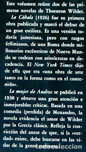 Libros de segunda mano: LA CABALA - THORNTON WILDER - ED. EDHASA 1991 - VER INDICE - Foto 2