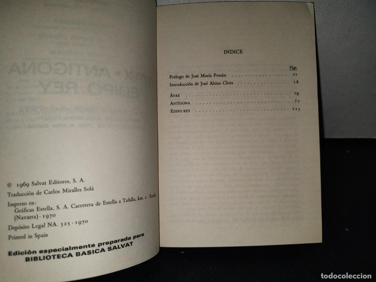 Libros de segunda mano: 77- AYAX, ANTIGONA, EDIPO REY - S&Oacute;FOCLES - Foto 4