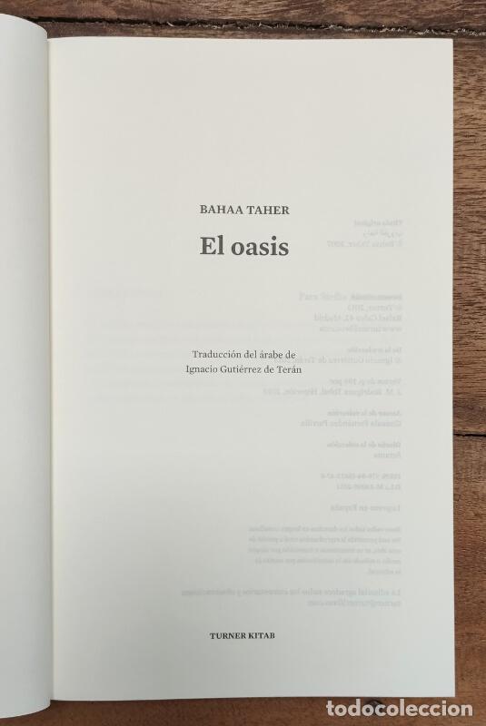 Libros de segunda mano: EL OASIS. TAHER, BAHAA. Turner. 2013. - Foto 2