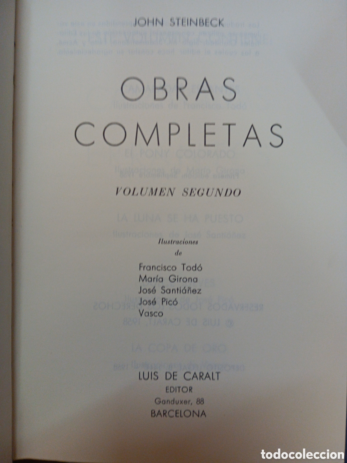Libros de segunda mano: OBRAS COMPLETAS. STEINBECK, JOHN. 3 VOL. LUIS CARALT, 1958 - Foto 2