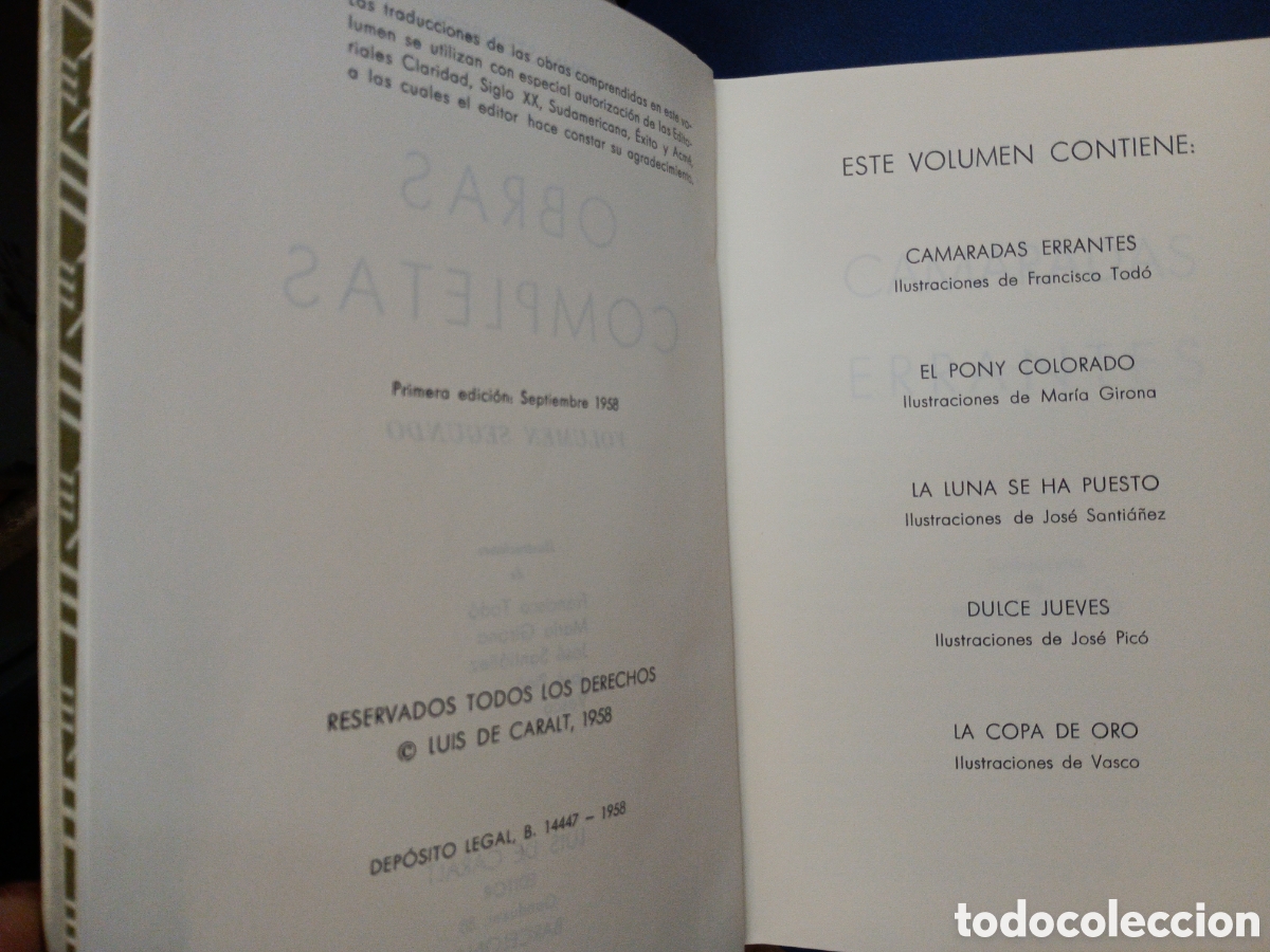 Libros de segunda mano: OBRAS COMPLETAS. STEINBECK, JOHN. 3 VOL. LUIS CARALT, 1958 - Foto 3