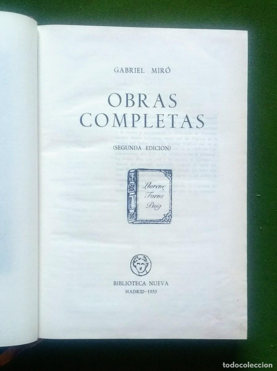 Libros de segunda mano: OBRAS COMPLETAS DE GABRIEL MIR&Oacute; - BIBLIOTECA NUEVA 1953 - Foto 4
