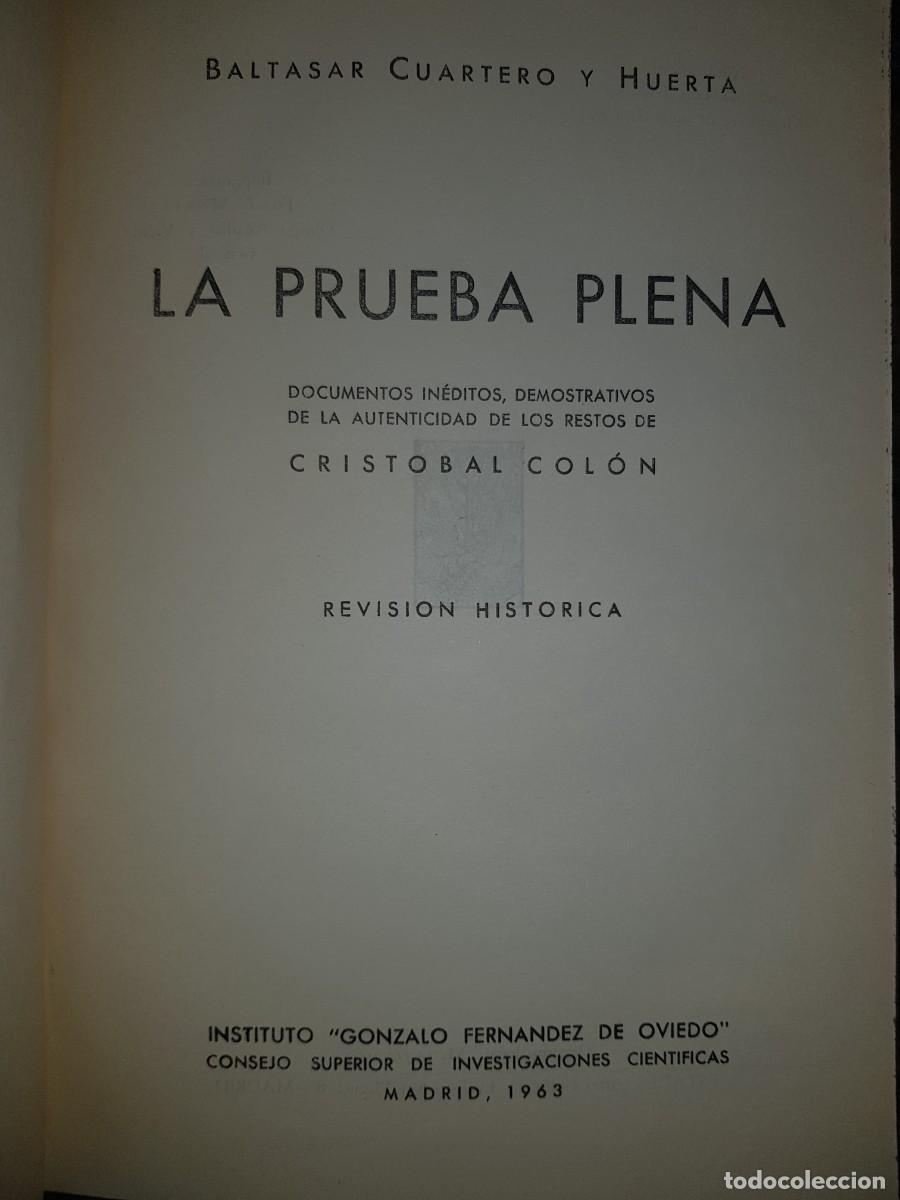 Libros de segunda mano: LA PRUEBA PLENA. BALTASAR CUARTERO Y HUERTA. - Foto 2