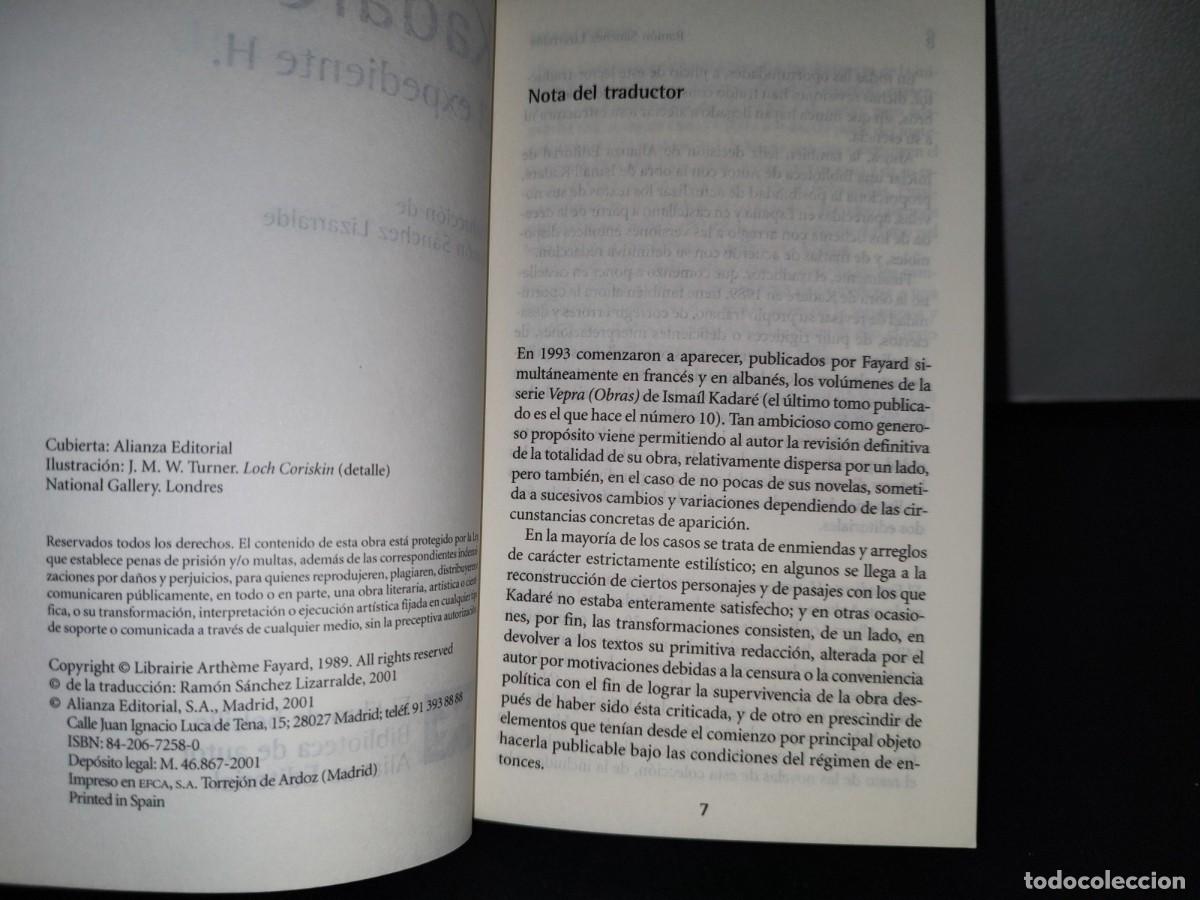 Libros de segunda mano: 78- EL EXPEDIENTE H. - ISMA&Iacute;L KADAR&Eacute; - 2001 - Foto 5
