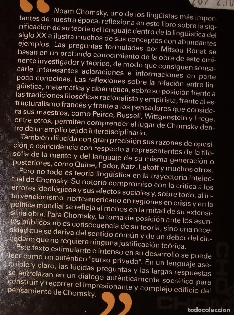 Libros de segunda mano: NOAM CHOMSKY - CONVERSACIONES CON MITSOU RONAT - GEDISA, 1999 - Foto 2
