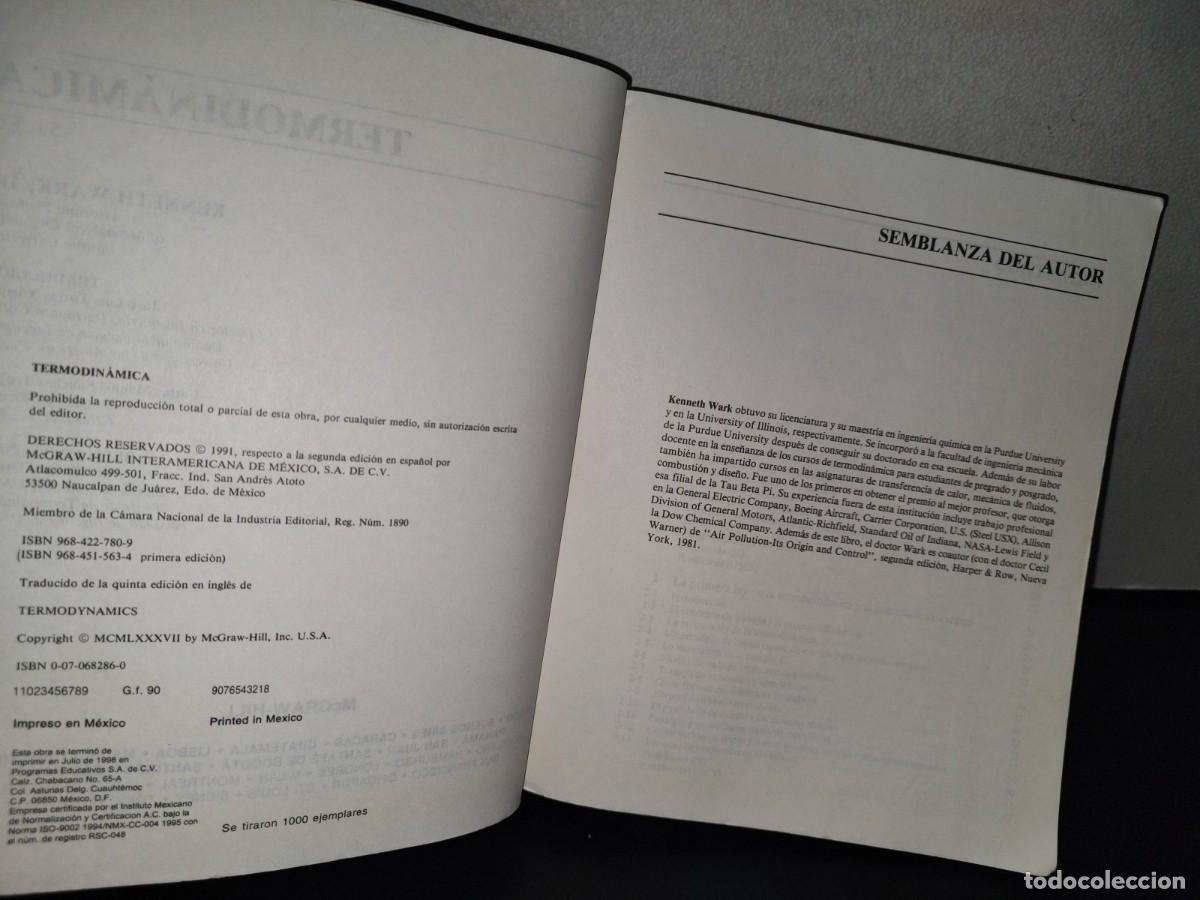 Libros de segunda mano: 87-2- TERMODIN&Aacute;MICA - KENNETH WARK, JR. - 5A. ED. 1995 - Foto 6